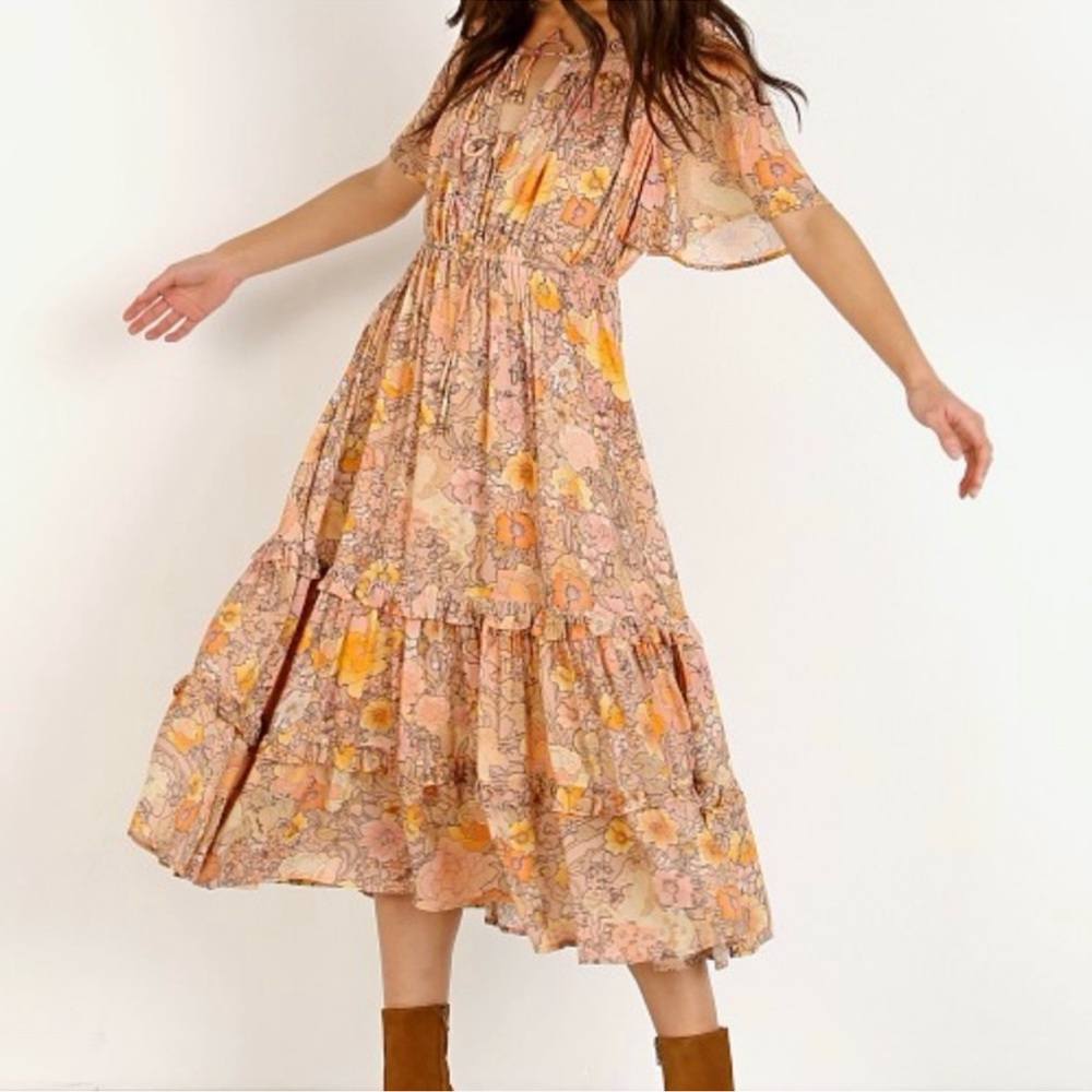 Spell & The Gypsy | Amethyst Short Sleeve Midi Dress Garden Party Floral